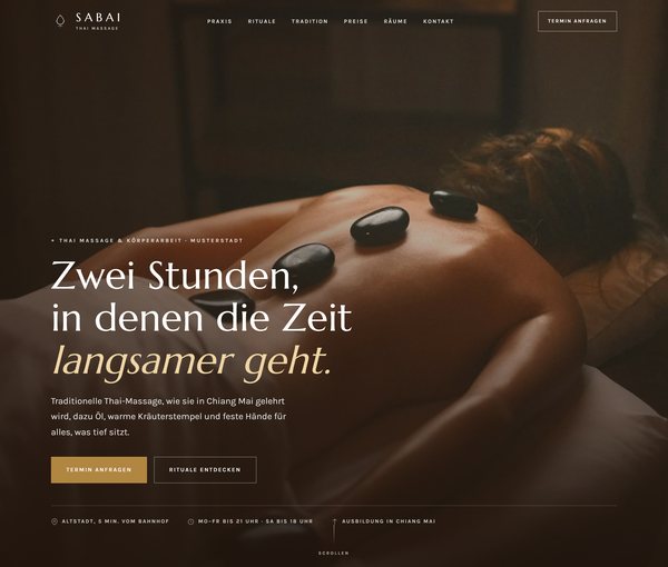 Vorschau der Beispielwebsite SABAI Thai Massage